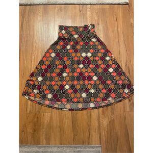 Lularoe Small Green and Brown Stretch Knee Length Geometric Skirt